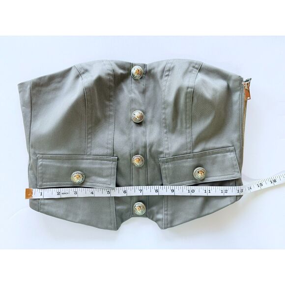 NWT Generation Love Susanna Gabardine Strapless Cropped Vestier Olive Green XS - Picture 16 of 16